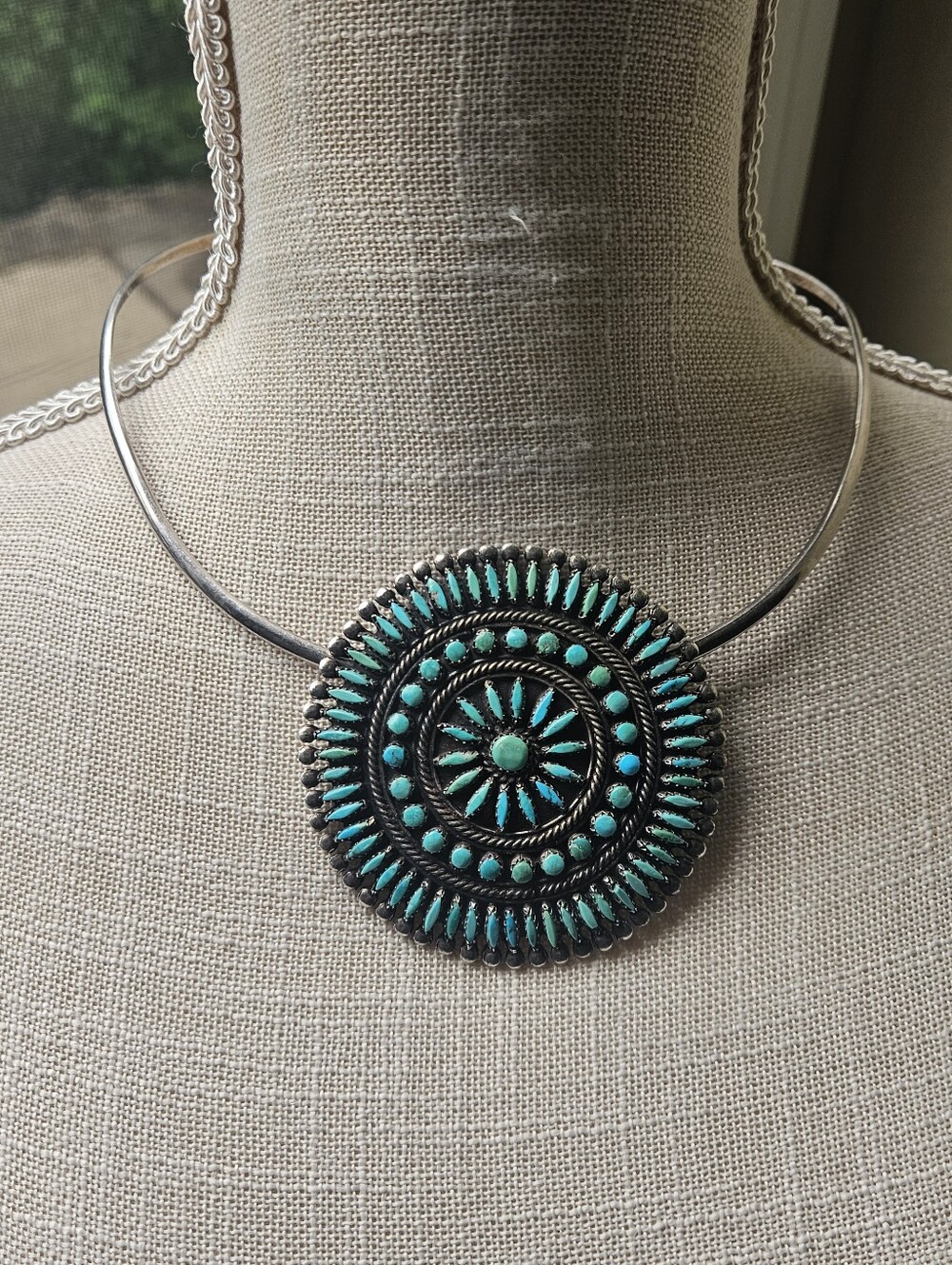 Vintage Zuni Turquoise 3" x 3"  Brooch